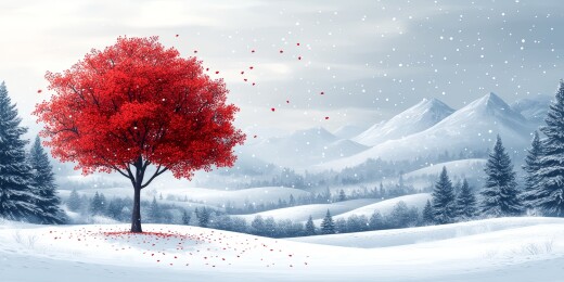 雪野中红树立鲜明对比