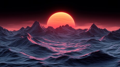 黑夜背景中的山川