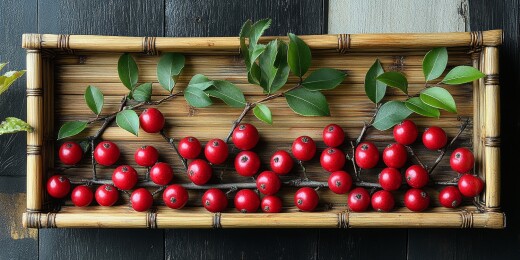 木盘绿叶间红果亮眼