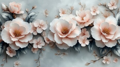 灰背景粉花蝴蝶装饰图