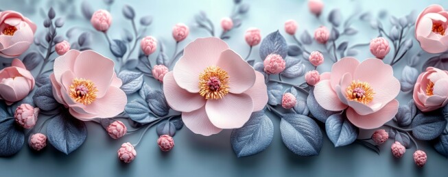 蓝底粉花精致排列组合
