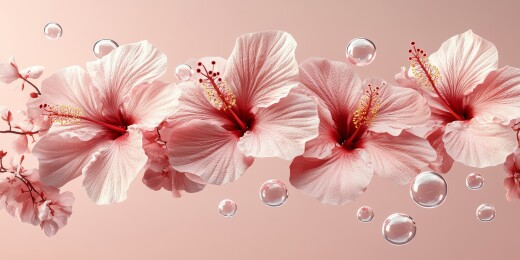 粉扶桑伴泡泡明艳景致