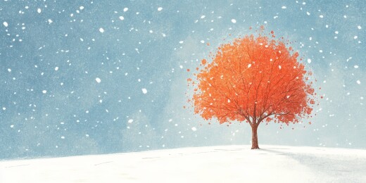 雪野红树冬日奇幻景致