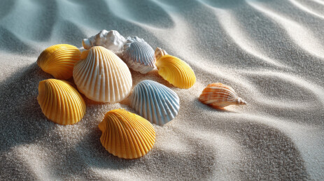 沙滩上的彩色贝壳