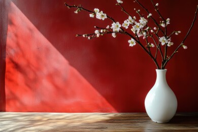 冬日暖阳下的梅枝静谧