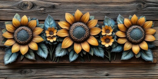 蓝橙花卉木底装饰画框