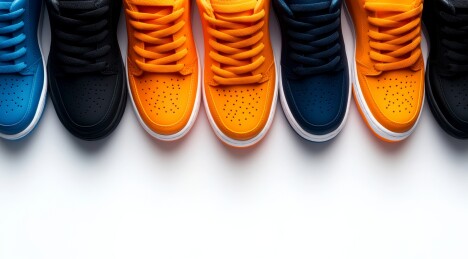 彩色运动鞋排列