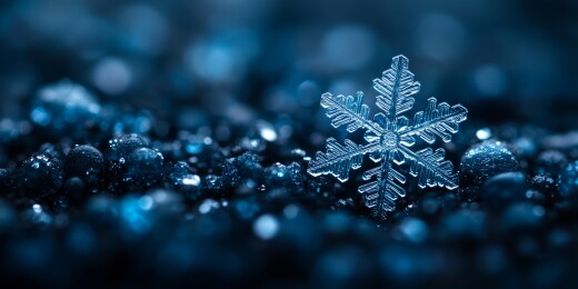 寒地飘雪精致雪花特写