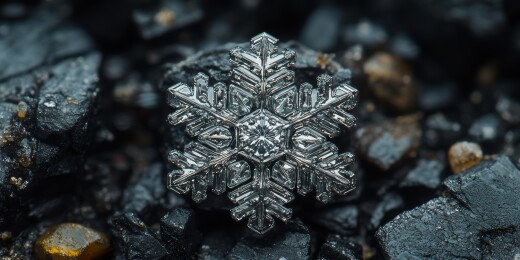 寒地飘雪精致雪花特写