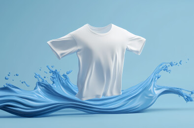 白色衣服与浅蓝色背景