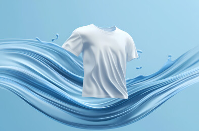 白色衣服与浅蓝色背景