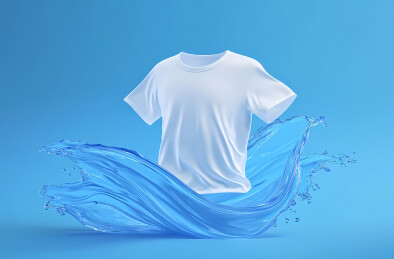 白色衣服与浅蓝色背景