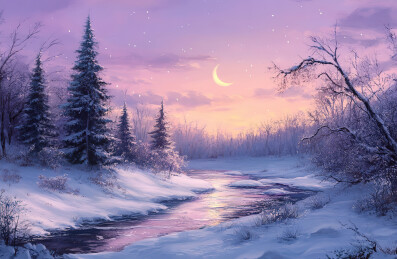 雪地上的树木顶着天空