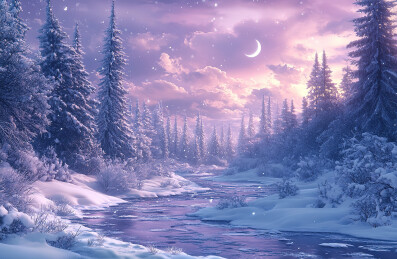 雪地上的树木顶着天空