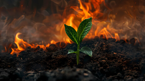 大火与小苗共生