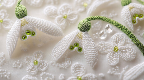 刺绣雪滴花特写