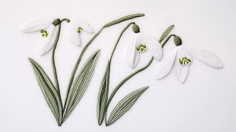 刺绣雪滴花特写