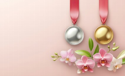 奖牌与樱花的美丽组合