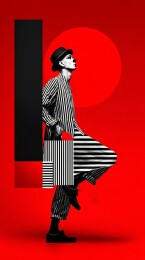 黑白条纹小丑形象