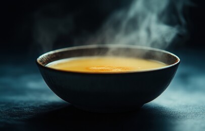 热腾腾的美味汤碗