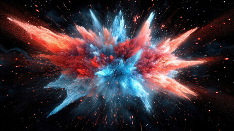 黑色背景下的彩色烟雾特写镜头