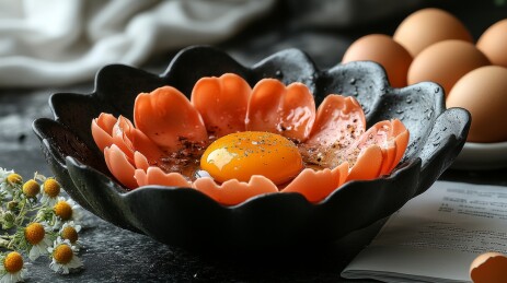 煎蛋摆盘美食诱人画面