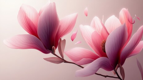柔美粉色花朵枝条