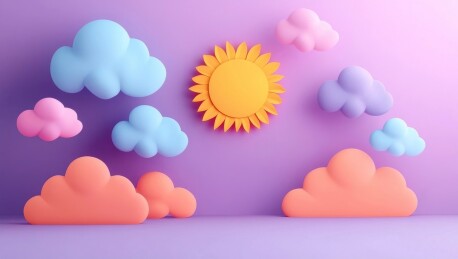 五彩云朵和太阳
