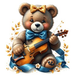 拉小提琴的可爱小熊