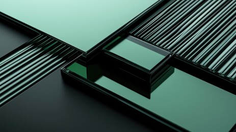 抽象科技黑底绿色几何形状晶体3D立体背景
