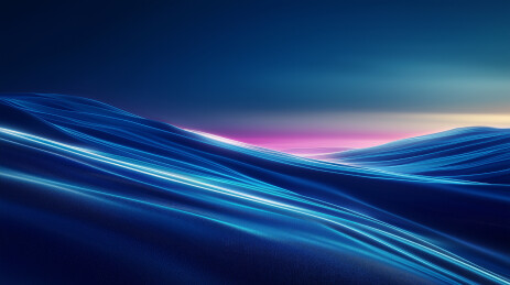 未来景观蓝山霓虹路映渐变夜空