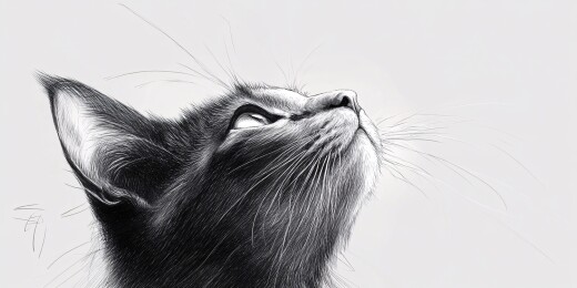 仰望的黑猫插画