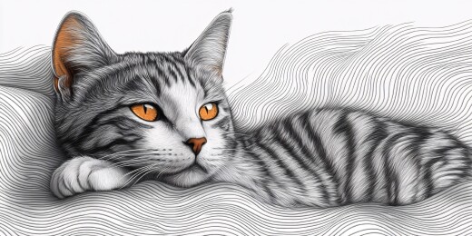 躺卧的斑纹猫咪插画