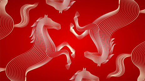 马年抽象线条插画