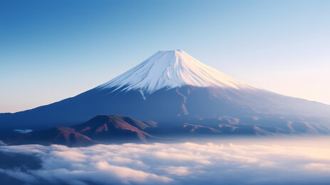 富士山与雪顶景色