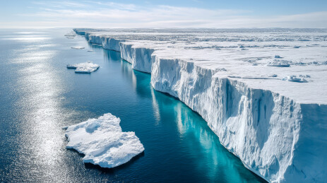 冰雪消融的极地风光