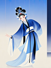 扁平插画色彩组成的戏曲人物