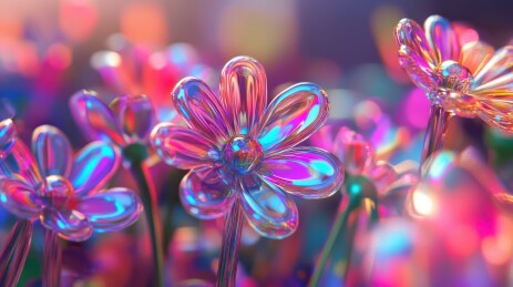 彩虹玻璃花的梦幻花园