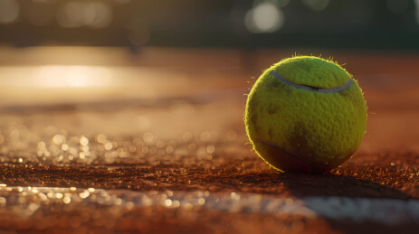 阳光下温馨的网球特写