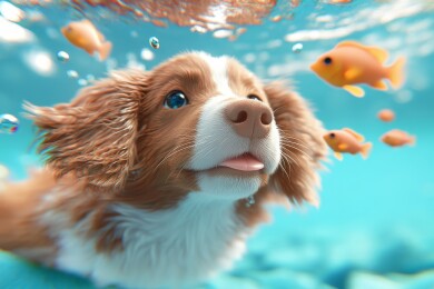 狗狗水中嬉戏