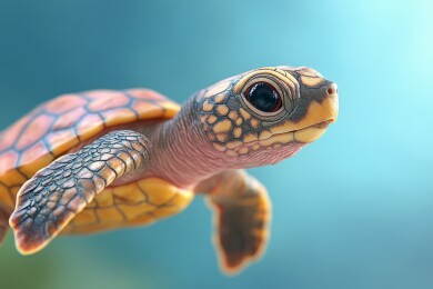 海龟幼崽水中畅游