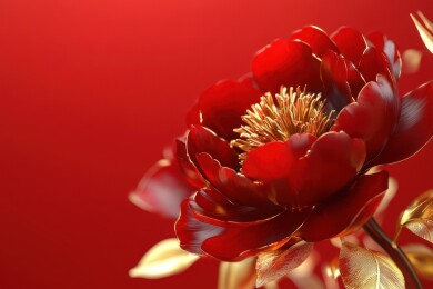 红色花朵绽放的华丽之美