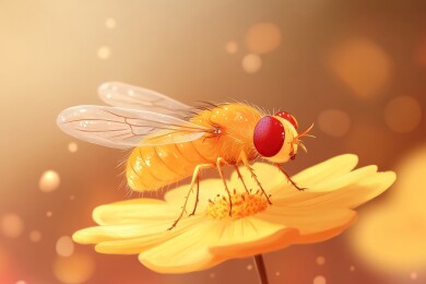 金黄飞虫落花瓣