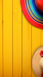 黄色木板与彩色帽子