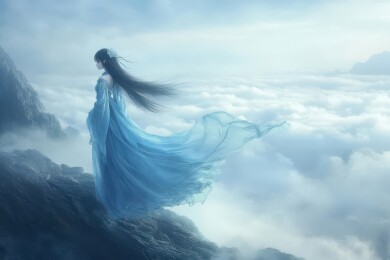 云间仙子，飘逸于山巅之上