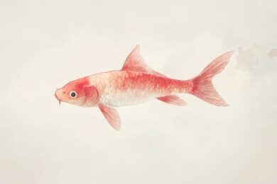优雅的红色锦鲤水彩画