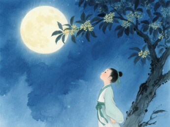 中秋夜孩童望月