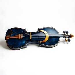 蓝色花纹装饰的精美小提琴