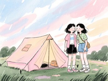 雨天露营姐妹情谊