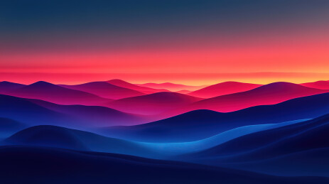 日落时群山对天的景色